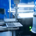 Close-up of robotic arm automating lab processes with precision.